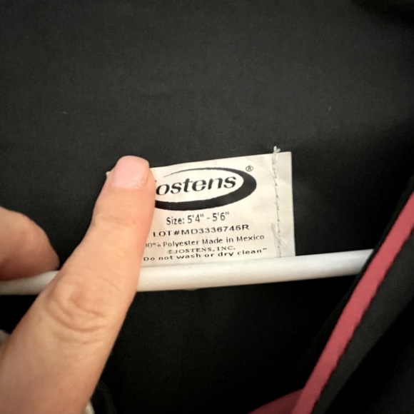 Black Graduation Gown w/ Red, Black, White Hood in 5’4” - 5’6” - Picture 2 of 4